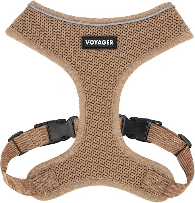 Voyager Aerolite Over The Head Dog Harness, No Pull Breathable Air Mesh Vest, Quick Dry with Reflective Stitching, Adjustable Escape Resistant Harness for Small Medium Large Dogs - Beige, X-Large