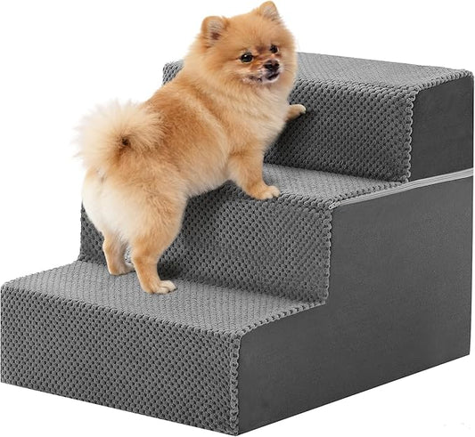 3-Step Dog Stairs for Small Dogs and Cats, 14in H Dog Steps for Couch, Sofa, Chair, Non-Slip Sturdy Pet Steps, Pet Ramp for High Bed Indoor