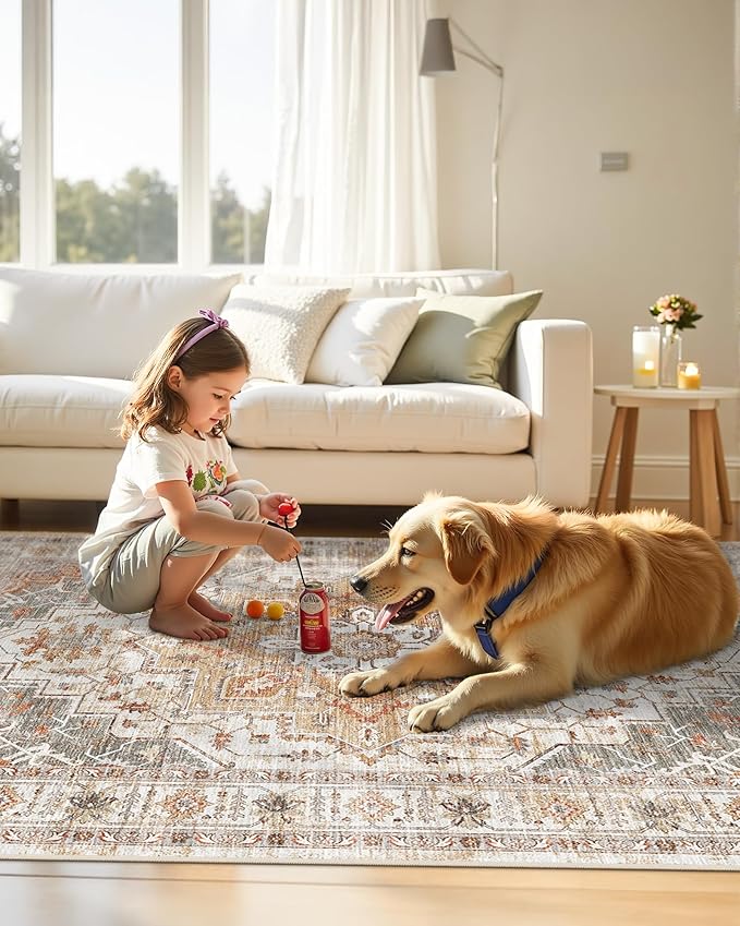 2x3 Entryway Rug Small Washable Kitchen Rugs Non Slip Front Door Rug Foldable Thin Carpet Low Pile Area Rug for Dining Room Entry Bedroom(Turmeric/Grey,2'x3')