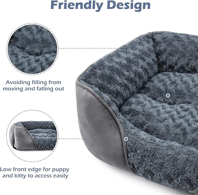INVENHO X-Large Dog Bed for Large, Medium, Small Dogs - Rectangle, Washable, Orthopedic, Soft Calming Sleeping Puppy Bed - Durable Pet Cuddler with Anti-Slip Bottom - XL (35"x25"x10")