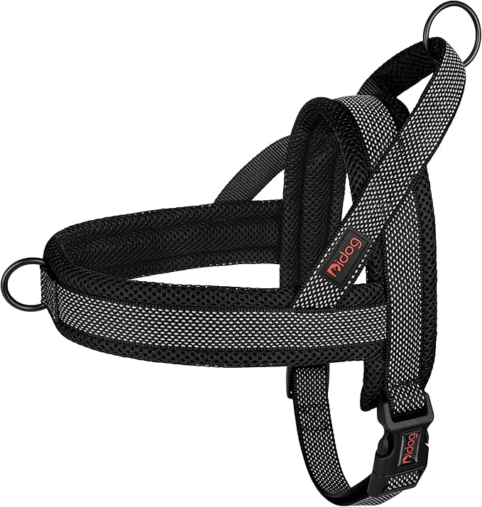 Didog No Pull Dog Harness with Breathable Mesh Padded, Full Reflective & Quick Fit Adjustable Vest Harness, Easy for Training Walking for Small & Medium and Large Dogs (Black, L:Chest 26-32")