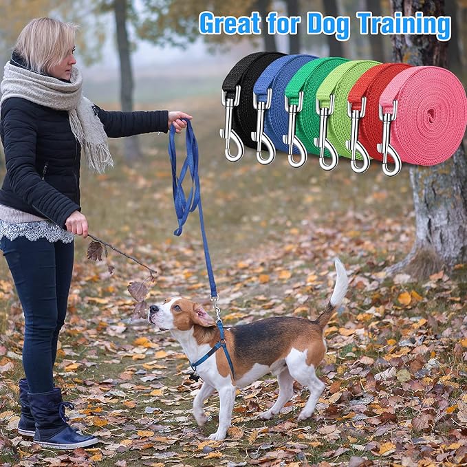 Hillban 36 Pcs Dog Leash Bulk 5 ft Multicolored Puppy Training Leash Slip Pet Traction Nylon Rope for Small Medium Dogs Agility, Yard, Camping, Backyard Play(6 Colors)