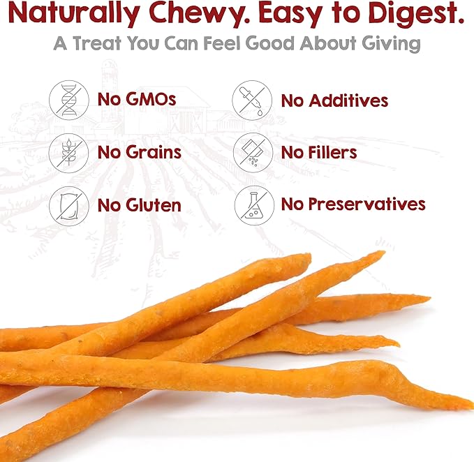 Riley's Slims Dried Sweet Potato Dog Treats - Dehydrated Chews for Dogs - Single Ingredient USA Sourced Made in The USA - 7.5 oz