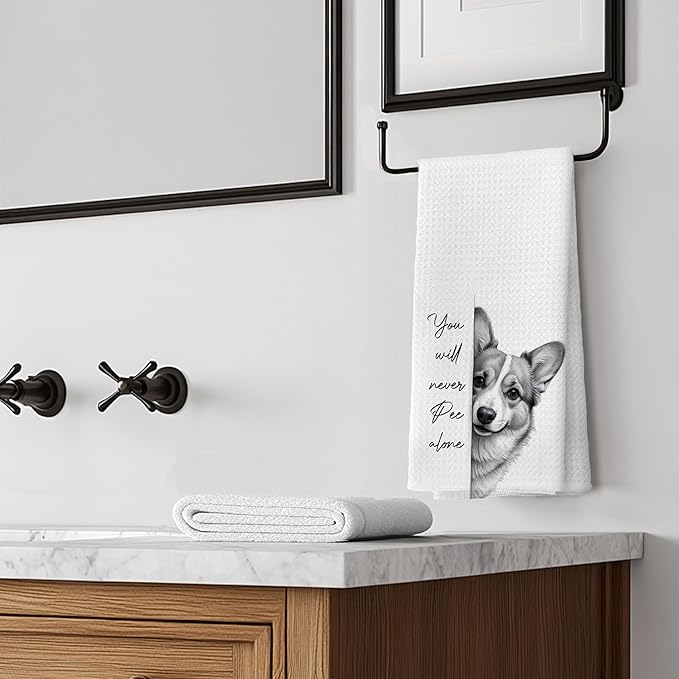 Corgi Gifts Kitchen Towels Set of 2，Corgi Gifts for Women Men Decor Accessories Hand Towels for Bathroom，Funny Dog Bathroom Hand Towels，16x24 Inch