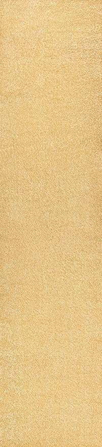 JONATHAN Y Haze Solid Low-Pile Mustard Runner Rug 2x14, Coastal,Bohemian,Minimalist,Classic, Easy-Cleaning for Living Room,Bedroom,Kitchen,Pet Friendly,Non-Shedding (SEU100B-214)