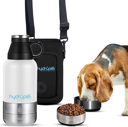 Hydropet Portable Dog Water Bottle (64 oz) - Insulated Dogs & Cats Travel Bottles, Stainless Steel - Detachable Dog Food Bowl and Water Bowl - Great for Daily Walks - Puppy Essentials & Accessories