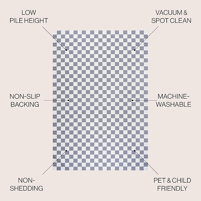 JONATHAN Y Machine Washable Indoor Area Rug 5X8 Purple Gray/White, Ainsley Modern Cottage Checkerboard for Living Room, Bedroom, Kitchen, Office, Easy-Cleaning, Pet-Friendly, Non-Shedding WSH126A-5