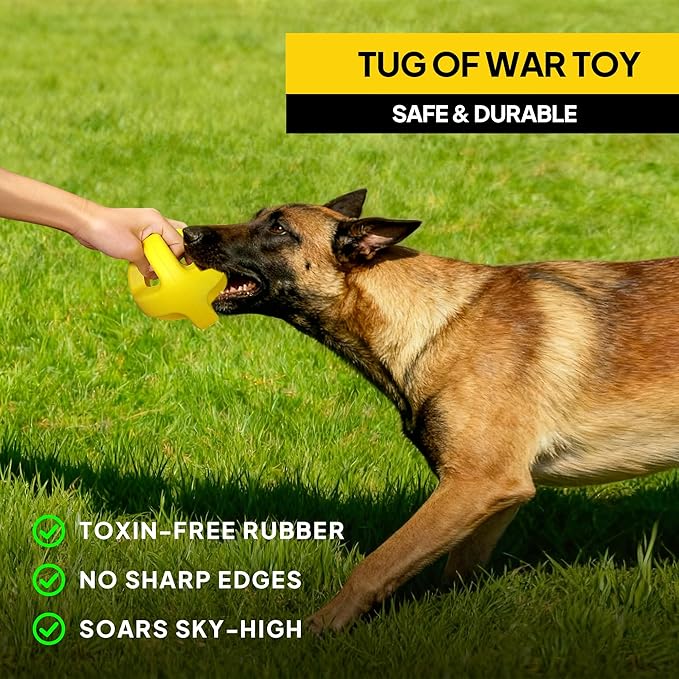 PetiFine Indestructible Dog Ball,Tough Dog Toys for Aggressive Chewers,Non-Toxic Natural Rubber, Chew,Tug & Fetch,Dog Ball Toy for Medium Large Breeds,4.5”(Yellow)