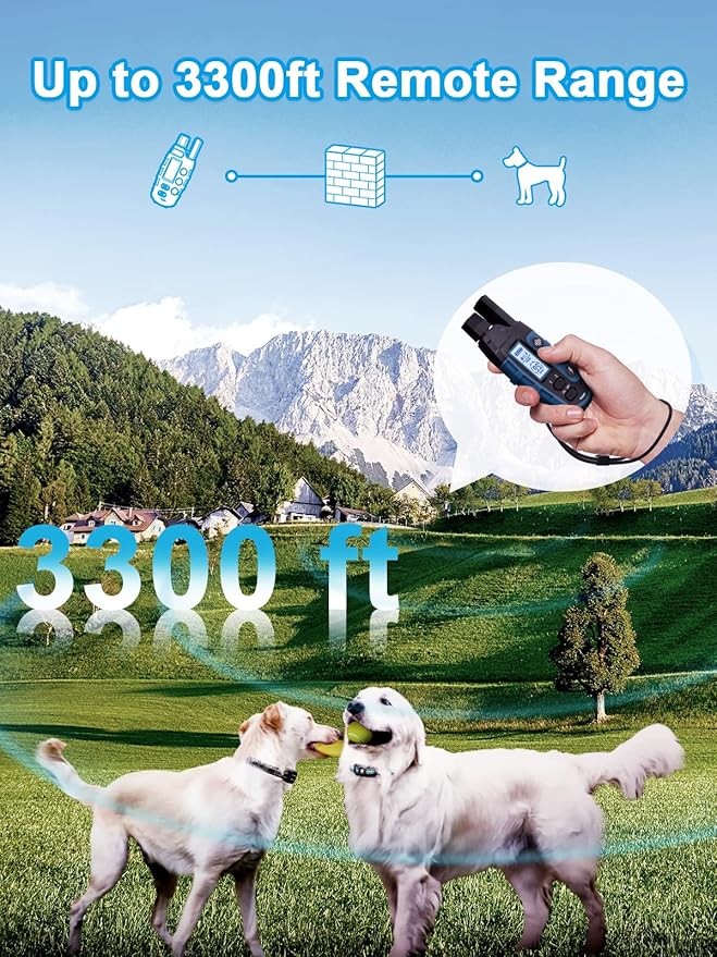 Bousnic Dog Shock Collar 2 Dogs (5-120Lbs) - 3300 ft Waterproof Training Collar for Dogs Large Medium Small with Rechargeable Remote, Beep (1-8) Vibration (1-16) and Humane Shock (1-99) Modes