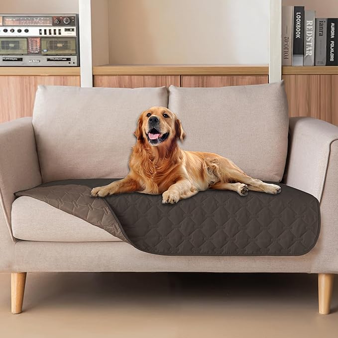 gogobunny 100% Double Sided Waterproof Dog Blanket Soft Pet Bed Cover Reversible Protect Furniture Couch Sofa Car for Puppy Large Dog Cat (Dark Coffee/Light Coffee, 32x53 Inch (Pack of 1))