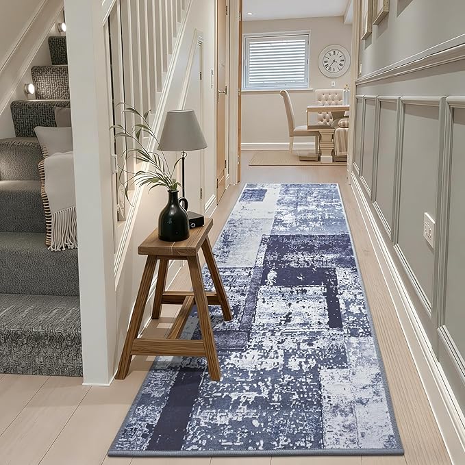 LOCHAS Washable Runner Rugs for Hallway, 2x8 Non Sip Soft Rug for Bedroom Entryway Kitchen Laundry Room, Long Abstract Carpet for Indoor Floor Bedside, Geometric Vintage Home Decor, Pet & kid Friendly