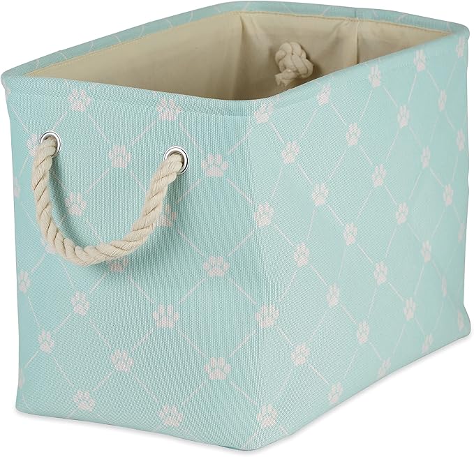Bone Dry Pet Storage Paw and Bone, Trellis Collection, Medium Rectangle, 16x10x12, Aqua