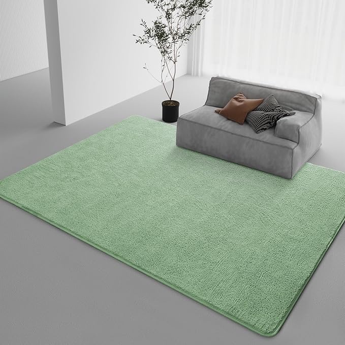 DweIke 6x9 Light Green Area Rugs for Bedroom, Super Soft Living Room Rug, Thickened Memory-Foam Throw Carpet, Non-Slip and Washable Carpets for Kids Boys Girls Room Dorm Nursery Home Decor
