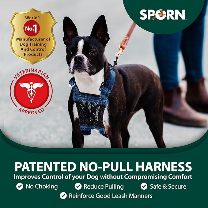 SPORN Mesh Non Pull Dog Harness Small Blue, Perfect For Training-Stops Dogs from Pulling and Choking on Walks for Small, Medium and Large Dogs, Puppy Harness, No Pull Harness, No Choke Harness