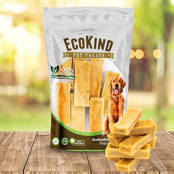 EcoKind Premium Gold Yak Cheese Himalayan Dog Chews, Healthy Dog Treats for Small Dogs, All Natural, High Protein Chew, Peanut Butter, Small - 8 Chews