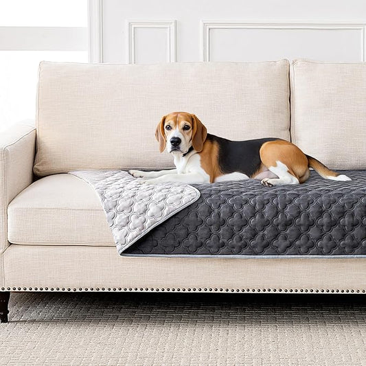 Waterproof Dog Blanket, Couch Cover for Dogs Washable, Reversible Dog Bed Cover, Couch Furniture Protector. (Dark＆Light Grey, 40 X 50 Inch - 1 Pack)