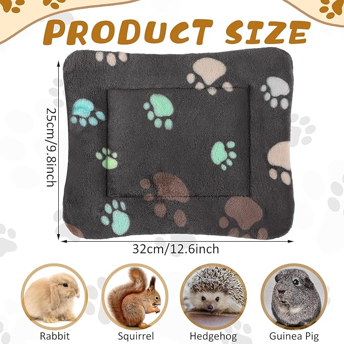 Tuanse 4 Pack Ultra Soft Dog Cat Bed Mat with Cute Prints Reversible Fleece Dog Crate Kennel Pad Cozy Washable Thickened Hamster Guinea Pig Pet Bed Mat for Small Animals(13 x 10 Inches,Black)