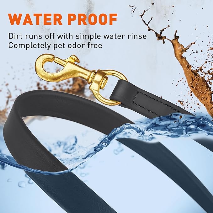 Viper Biothane K9 Working Dog Leash Waterproof Lead for Tracking Training Schutzhund Odor-Proof Long Line with Solid Brass Snap for Puppy Medium and Large Dogs, 20ft Black
