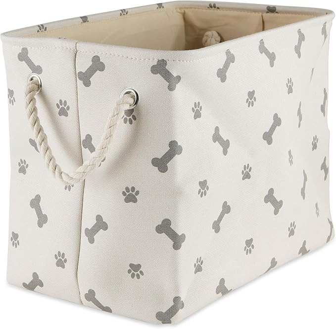 Bone Dry Pet Storage Collection Paw and Bone Print, Medium Rectangle, 16x10x12, Gray