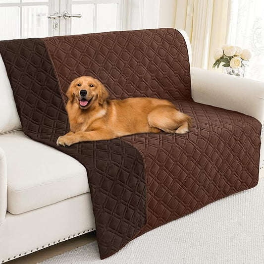 Smiry Reversible Waterproof Couch Covers for Sofa, Washable Dogs Pet Couch Covers for 3 Cushion Sofa Pet Friendly, Water Resistant Furniture Protector Slipcover, Geometric (52"x82", Brown/Chocolate)