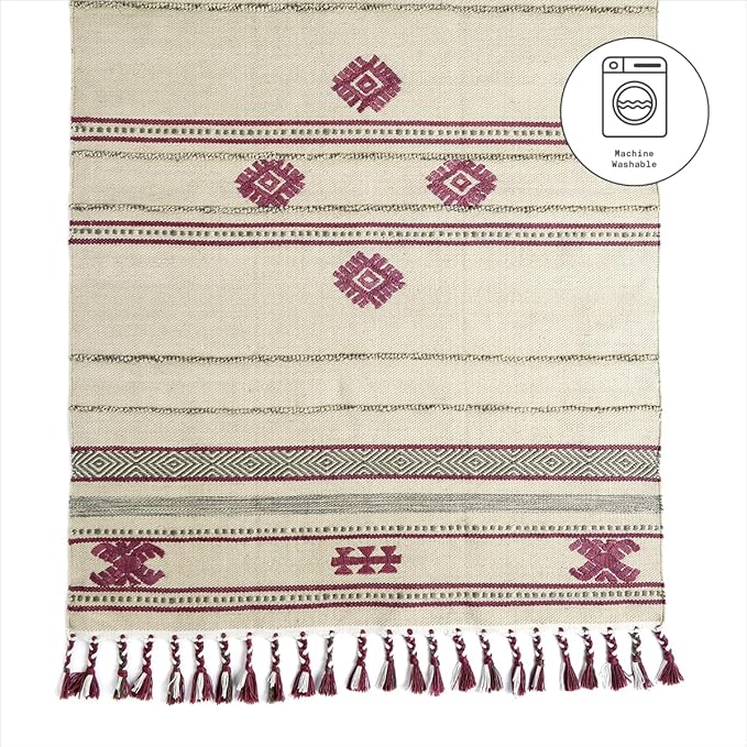 Fab Habitat Machine Washable Area Rug - Hand Woven, Stain Resistant, Pet Friendly - Premium Recycled Polyester Yarn - Aztec - Kitchen, Bathroom - Dakota - Multi - 2 x 3 ft