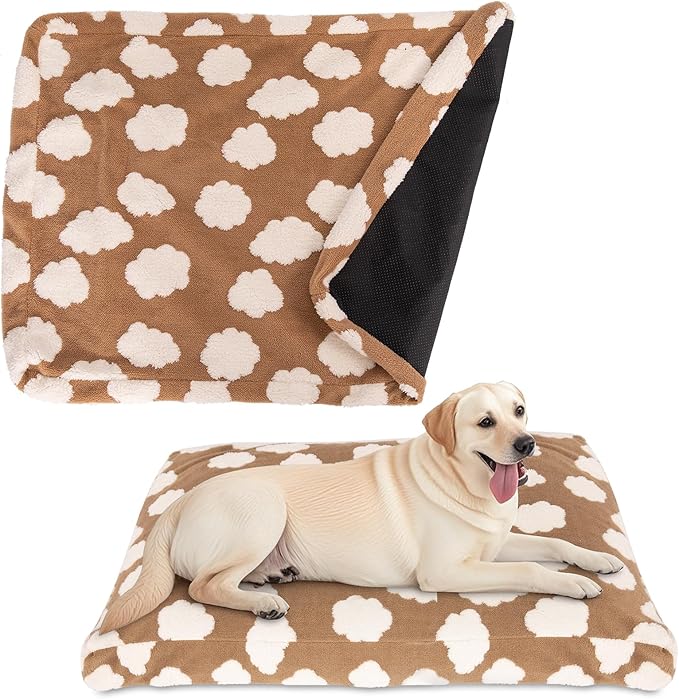 Faux Fur Dog Bed Covers – Ultra Soft Rose Velvet, Removable & Washable, Cozy & Durable,Large Pet Bed Cover Only (No Filling) – Gray, (Cloud Coffee Brown, 42" L x 28" W x 4.5" Th)