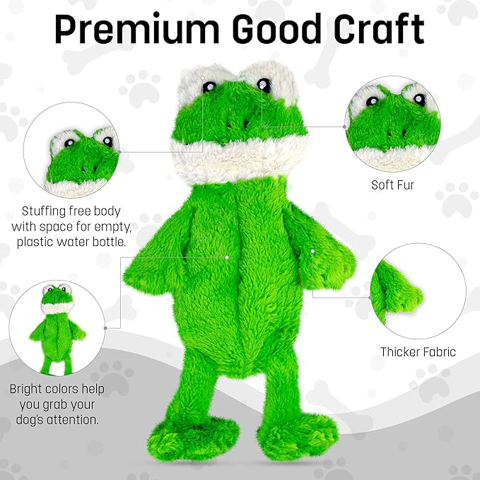 FGA MARKETPLACE Duck and Frog Flat NO Stuffing NO Squeak Plush Dog Toy, Funny Style Will Entertain Your Pet for Hours, Recommended for Small and Medium Dog 21 INCH Long