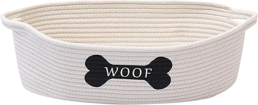 Morezi Dog toy baskets pet toy basket storage in small shallow stuff bin - Perfect for collect puppy toys, cat toy, grooming stuff, diapers, bed, for Bathroom, Playroom, Closet, Home - Beige