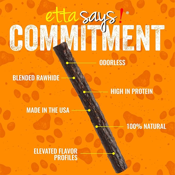 etta says! Premium Crunchy 7" Turkey Chews - Grain-Free Dog Treats, Good for Teeth, Easy to Digest - Made in The USA (20 Count Pack of 1)
