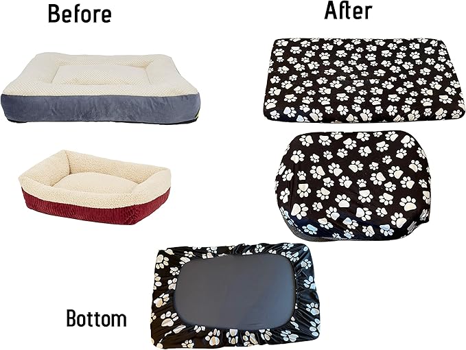 DUKE&LEFTY PetBed Slipcover-USA Company-Stretch Soft Petbed Cover-Universal-Easy to Remove (Zipper Free)-Tan/Large