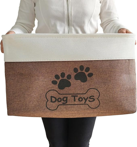 Large Dog Toy Basket Collapsible Dog Toy Box Shape Keeping Rectangle Dog Toy Bin for Pet Toys,Accessories