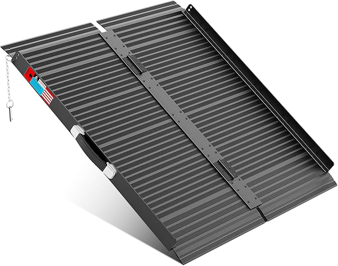 Black Portable Wheelchair Ramp, 3FT No-sew Non-Slip Aluminum Wheelchair Ramp, Folding Portable Wheelchair Ramps for Home, Weight Capacity Up to 800 LBS, Loading Dock Plates