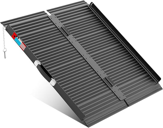 Black Portable Wheelchair Ramp, 3FT No-sew Non-Slip Aluminum Wheelchair Ramp, Folding Portable Wheelchair Ramps for Home, Weight Capacity Up to 800 LBS, Loading Dock Plates