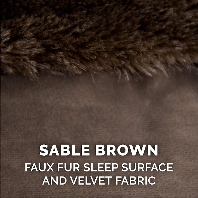 Furhaven Replacement Dog Bed Cover Plush & Velvet L Shaped Chaise, Machine Washable - Sable Brown, Jumbo (X-Large)