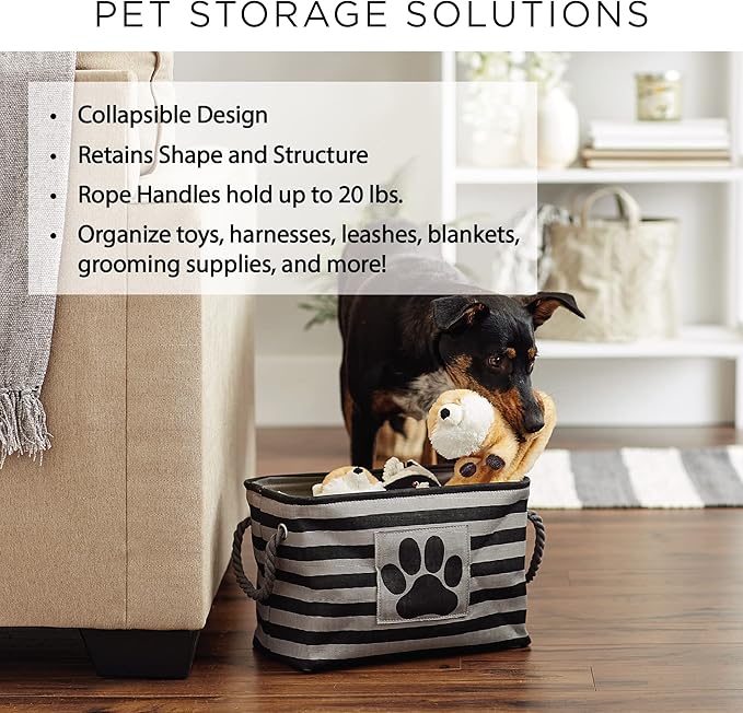 Bone Dry Pet Storage Paw and Bone, Trellis Collection, Large Rectangle, 17.5x12x15 Black