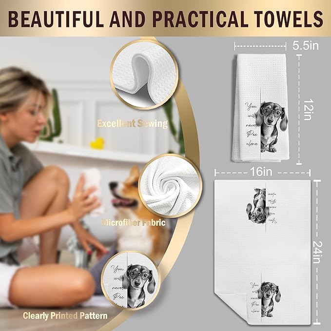 Dachshund Gifts Kitchen Towels ，Dachshund Gifts for Women Men Decor Accessories Hand Towels for Bathroom，Funny Dog Bathroom Hand Towels，16x24 Inch