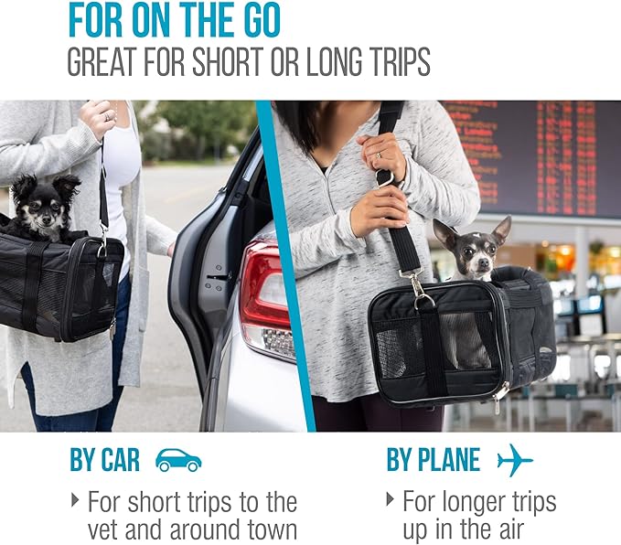 Sherpa Delta Airlines Travel Pet Carrier, Airline Approved & Guaranteed On Board - Black, Medium