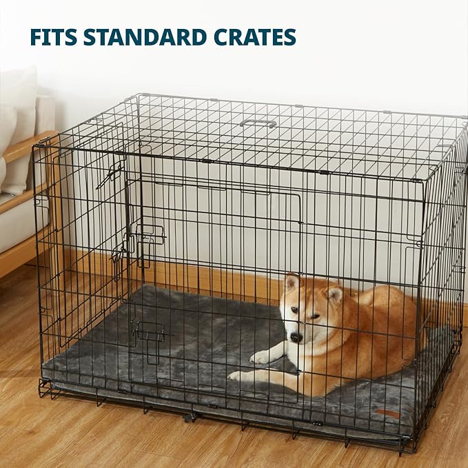 Dog Crate Pad - Dog Bed Large Sized Dogs with Removable Washable Cover and Waterproof Lining - Memory Foam Pet Bed for Crate - Reversible Kennel Mat (Cool & Warm), 36-inch, Grey