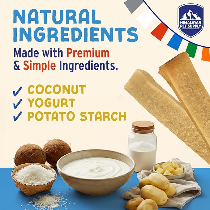 Himalayan Dog Chew Yogurt Sticks, Mixed Flavors, Dog Treats with Prebiotics, Probiotics & Protein, Digestive Support, Lactose & Gluten Free, Natural Dog Treat for All Breeds, Made in America, 4pk
