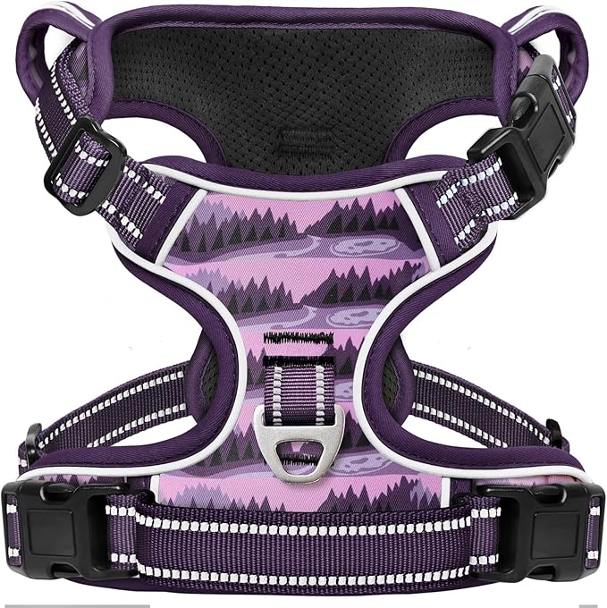 Timos Dog Harness,No-Pull Pet Harness Adjustable Soft Padded Dog Vest,Reflective No-Choke Pet Oxford Vest with Easy Control Handle for Large Dogs,Moon Night,L