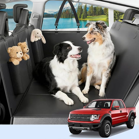 Back Seat Extender for Dogs, Hard-Bottom Waterproof Dog Seat Cover for Truck, PU Leather Backseat Bridge Platform, 2026 Upgraded Material, Anti-Slip, Durable,Holds 400lbs, Easy to Install(Black)