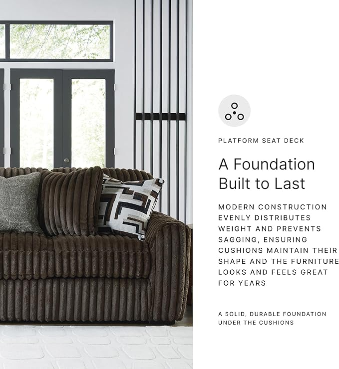 Signature Design by Ashley Midnight-Madness Modern Anti Sage Sofa with Reversible Cushions, Dark Brown