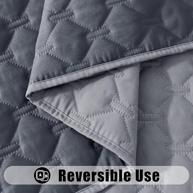 Smiry Waterproof Dog Bed Cover Blanket, Soft Reversible Pet Blanket, Washable Leakproof Cats Dogs Couch Cover for Sofa, Couch, Furniture, Plaid (82x102 Inch, Grey/Dark Grey)