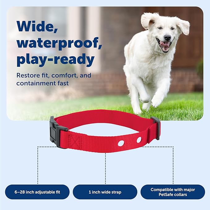 PetSafe Replacement Collar Strap with 2 Holes - Adjustable Design for In-Ground & Wireless Fence Collars - Lightweight Polyester - Secure, Comfortable Fit
