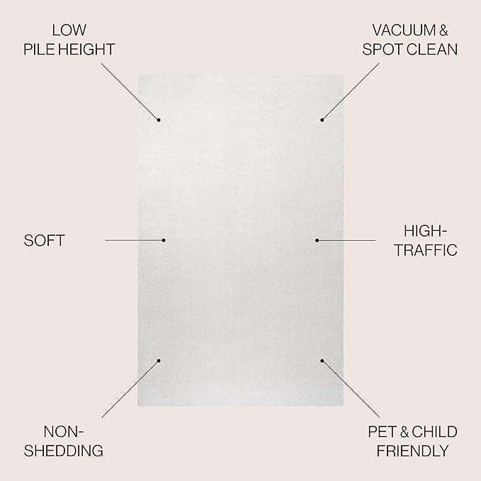 JONATHAN Y Haze Solid Low-Pile Cream 6x6 Square Indoor Area Rug, Coastal,Bohemian,Minimalist,Classic, Easy-Cleaning for Living Room,Bedroom,Kitchen,Pet Friendly,Non-Shedding (SEU100T-6SQ)