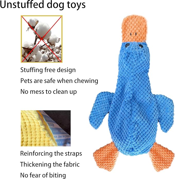 No Stuffing Dog Toys 3 Pack, Squeaky Dog Toys for Large Dogs, Plush Toys for Aggressive Chewers Small Medium Large Breeds, Puppy Chew Toys for Teething (Pineapple Plaid)