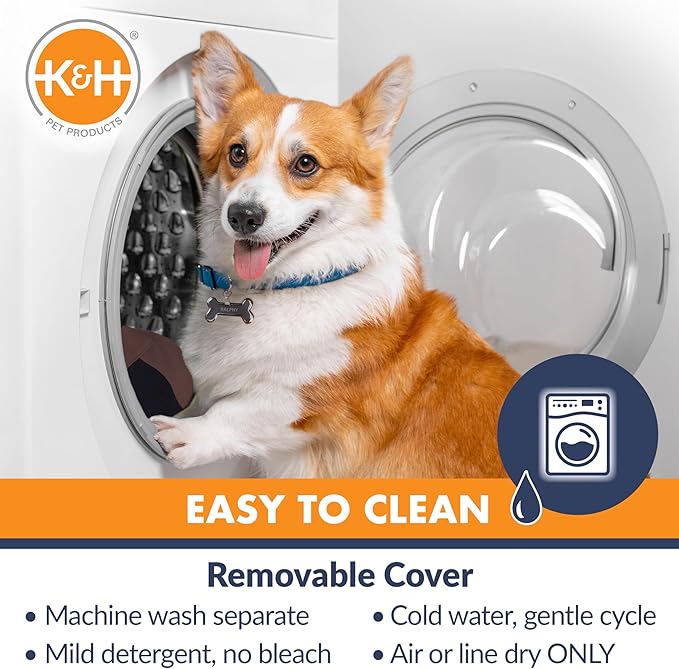 K&H Pet Products Bucket Booster Dog Car Seat, Seat Belt Secured, 2 Safety Leashes, Washable Covers, Sturdy Dog & Cat Booster Seat, Carriers for Small to Medium Pets - Large Gray/Cream