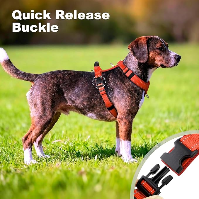 No Pull Dog Harness with Handle, Soft Mesh Padded Adjustable for Small Medium Large Dogs | Reflective Easy Walk Harness with Front Clip for Training, Running & Outdoor (Orange, S)