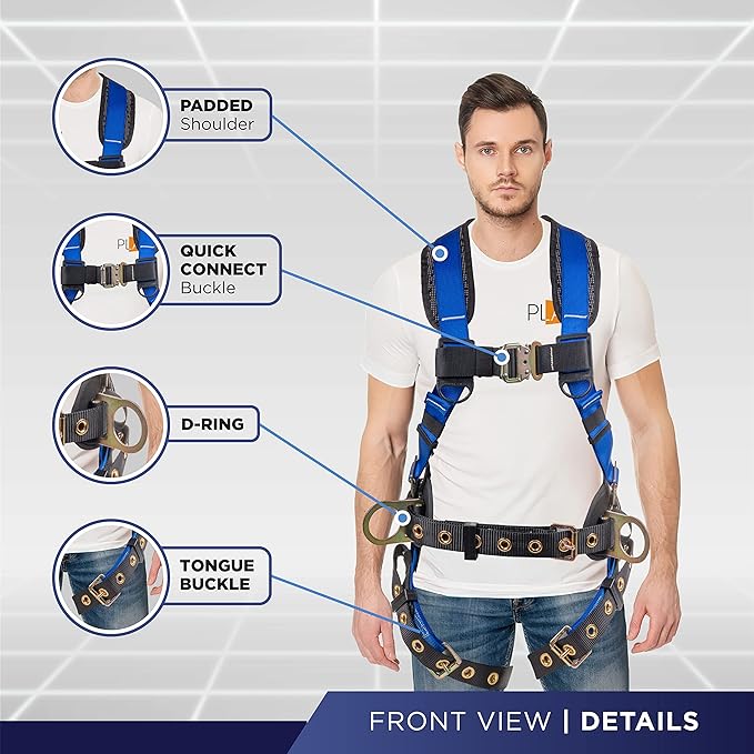 Palmer Safety Hammerhead 5pt Safety Harness Back Padded, QCB Chest, Tongue Buckel Legs Straps, Back & Side D-Rings
