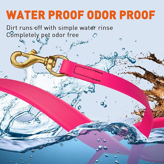 Viper Biothane K9 Working Dog Leash Waterproof Lead for Tracking Training Schutzhund Odor-Proof Long Line with Solid Brass Snap for Puppy Medium and Large Dogs, 15ft Passionfruit Pink